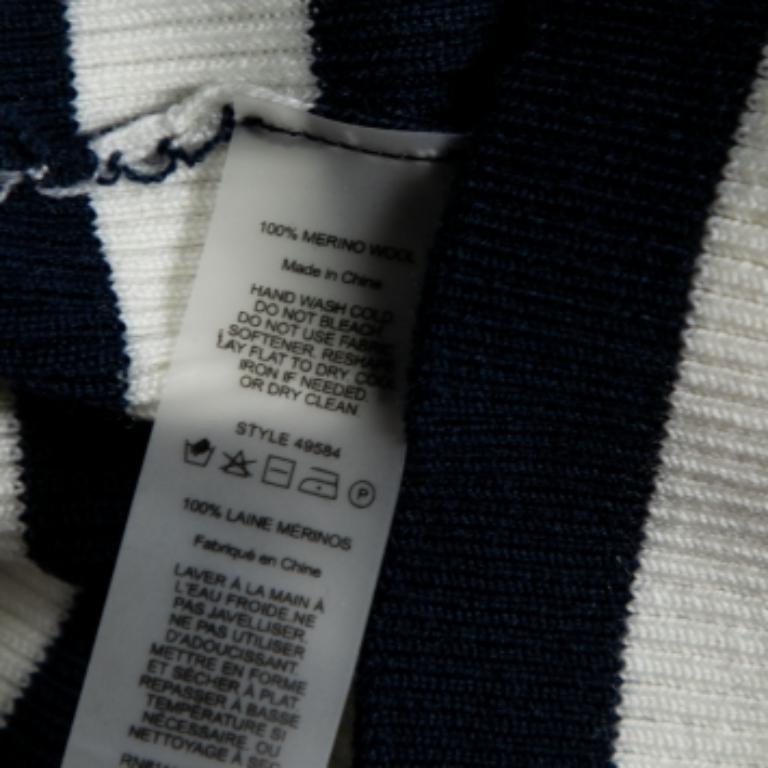 Tory Sport Marineblau-weiß gestreifter Langarmpullover aus Wolle M im Angebot 1