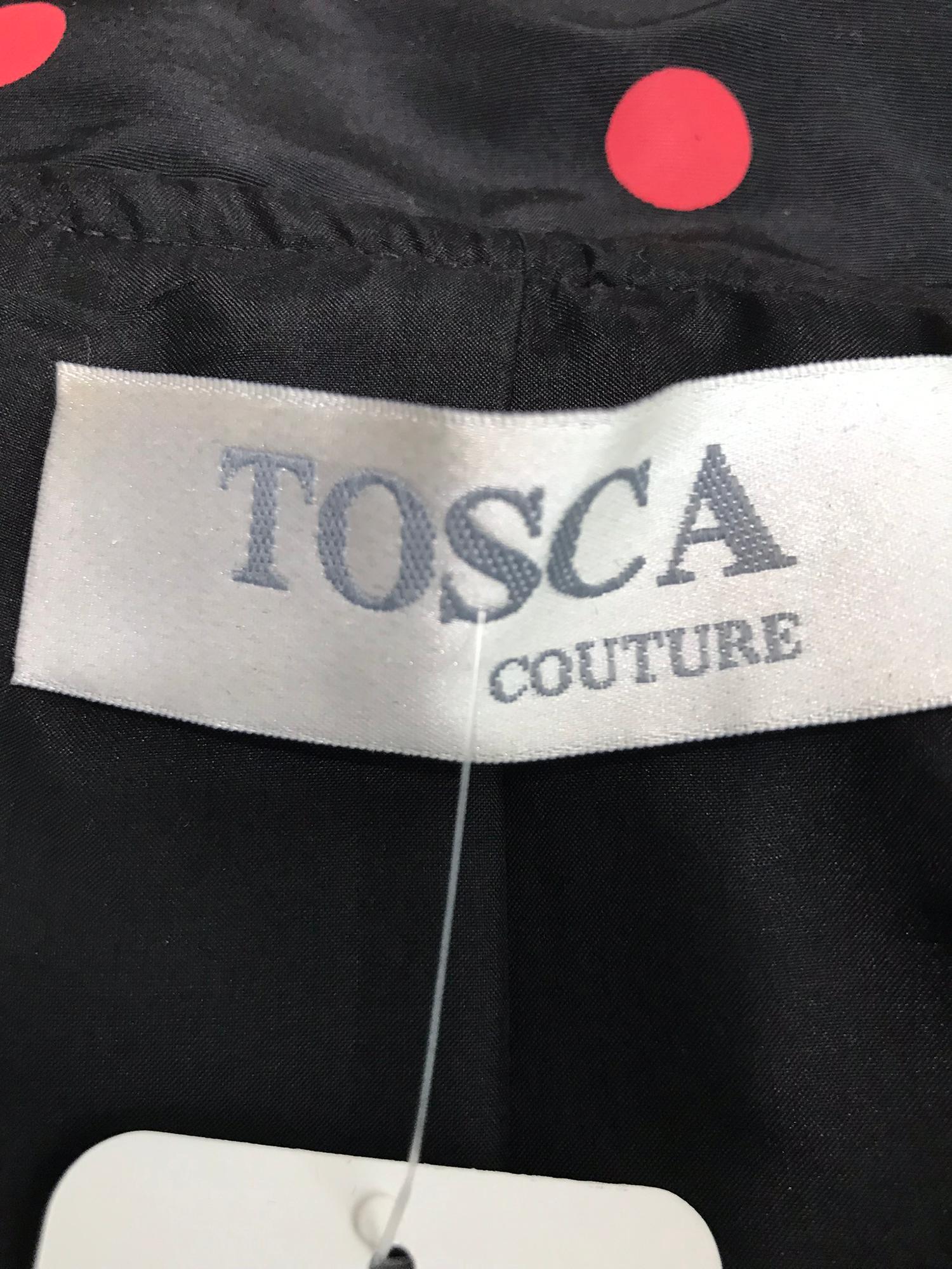 Tosca Couture Black and Red Dot Silk Taffeta Jacket  3