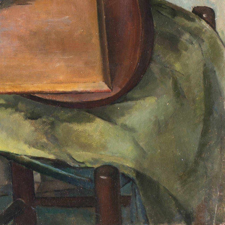 'Still Life with Guitar', Art Deco Woman Artist, National Academy of Design, ASL - Brown Still-Life Painting by Tosca Olinsky