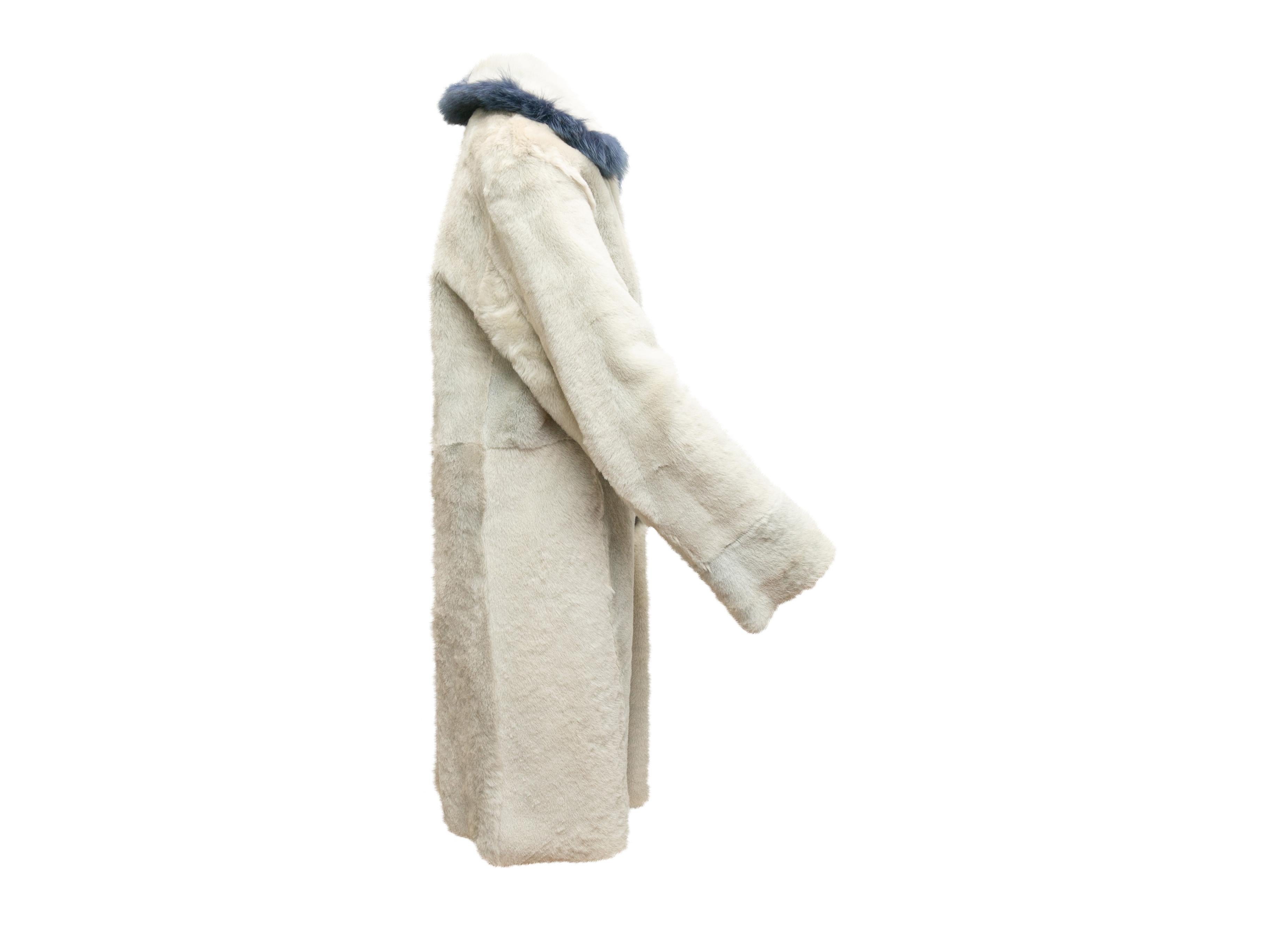 Toscana Reversible Blue & White Shearling & Fox Fur Coat 1