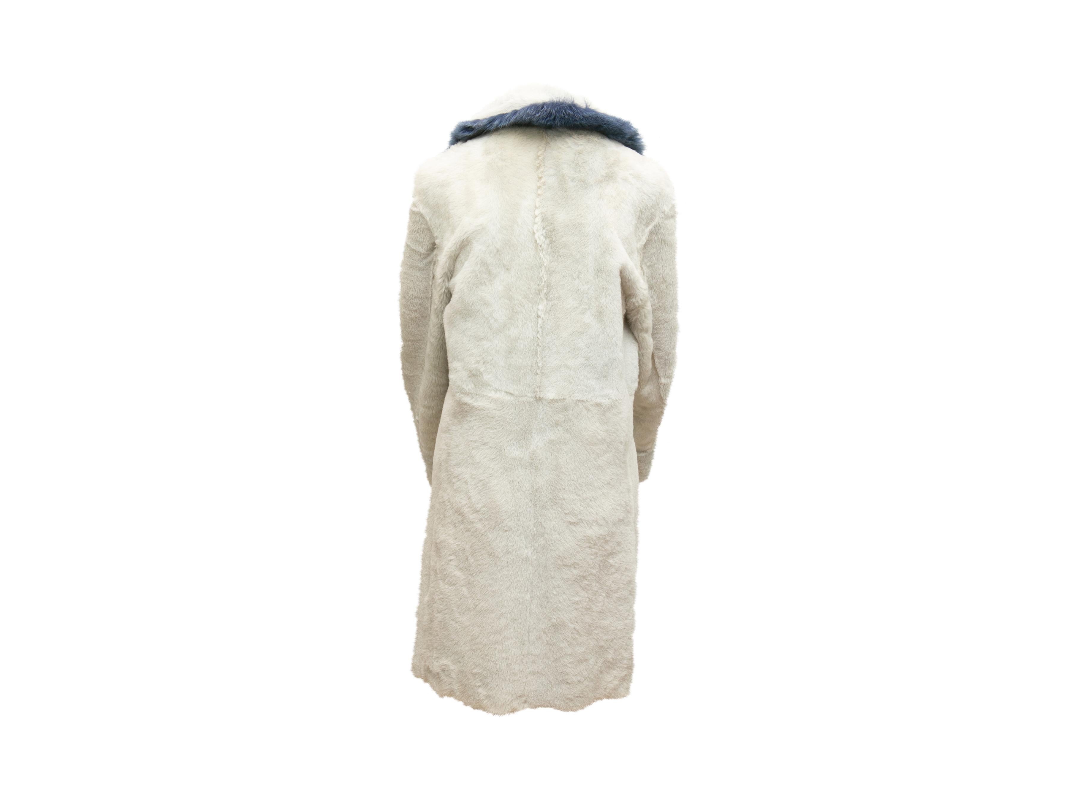 Toscana Reversible Blue & White Shearling & Fox Fur Coat 2