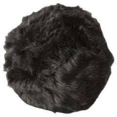 Oreiller boule de neige en peau et fourrure de mouton Toscana Noir