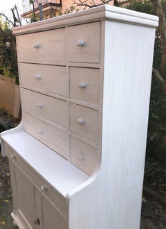 Toscana Sideboard, Antiqued White Colour, with 9 Drawers and Two Doors