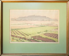 "Green Farming" Japanese Landscape Woodblock Print