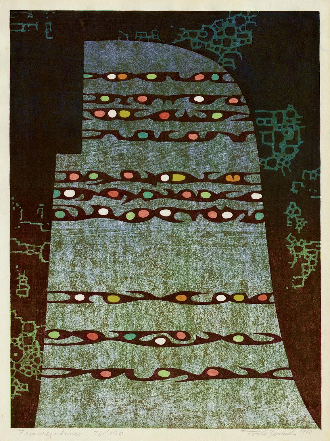 Toshi Yoshida Abstract Print - 'Transcendance' — 1960s Japanese Sôsaku-hanga Abstraction