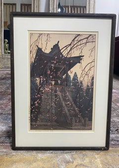 Toshi Yoshida Signed Japanese Woodblock Print Heirinji Temple Bell Tsurigane-do