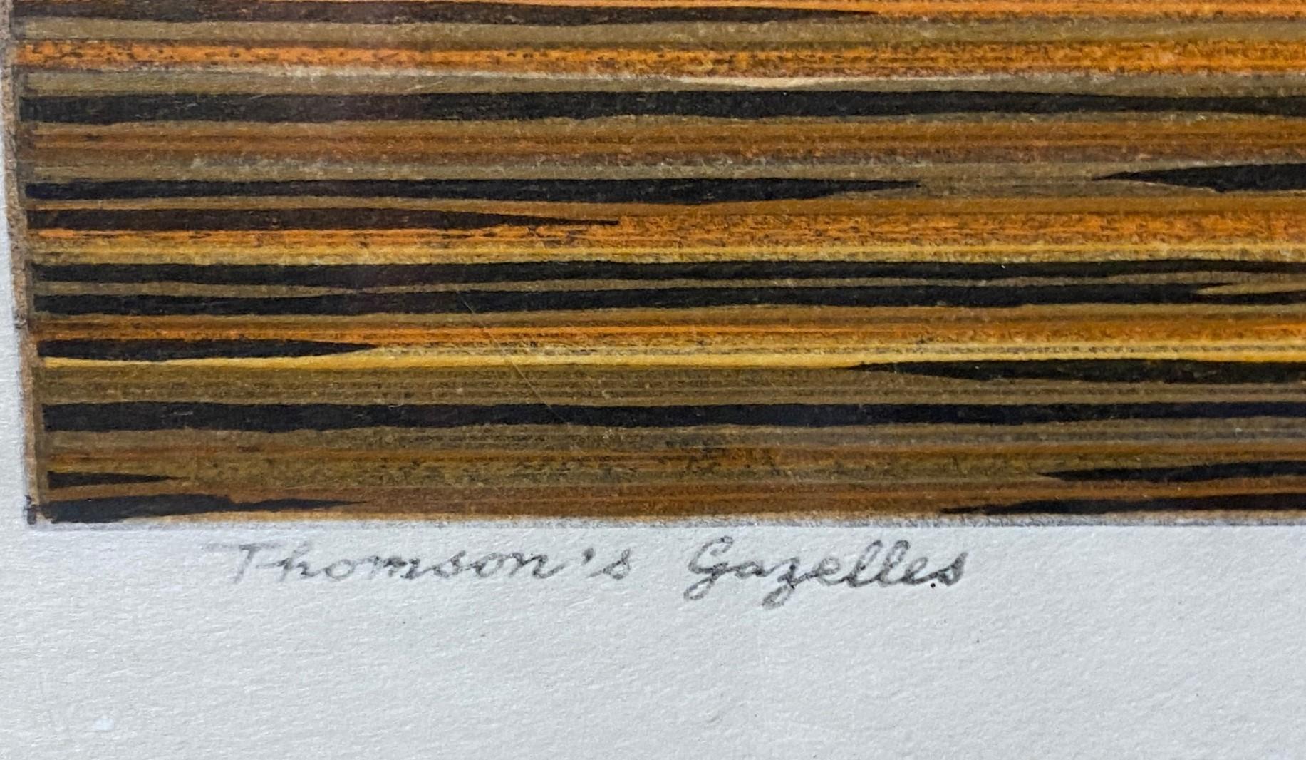 Toshi Yoshida Signed Limited Edition Japanese Woodblock Print Thomson's Gazelles 5