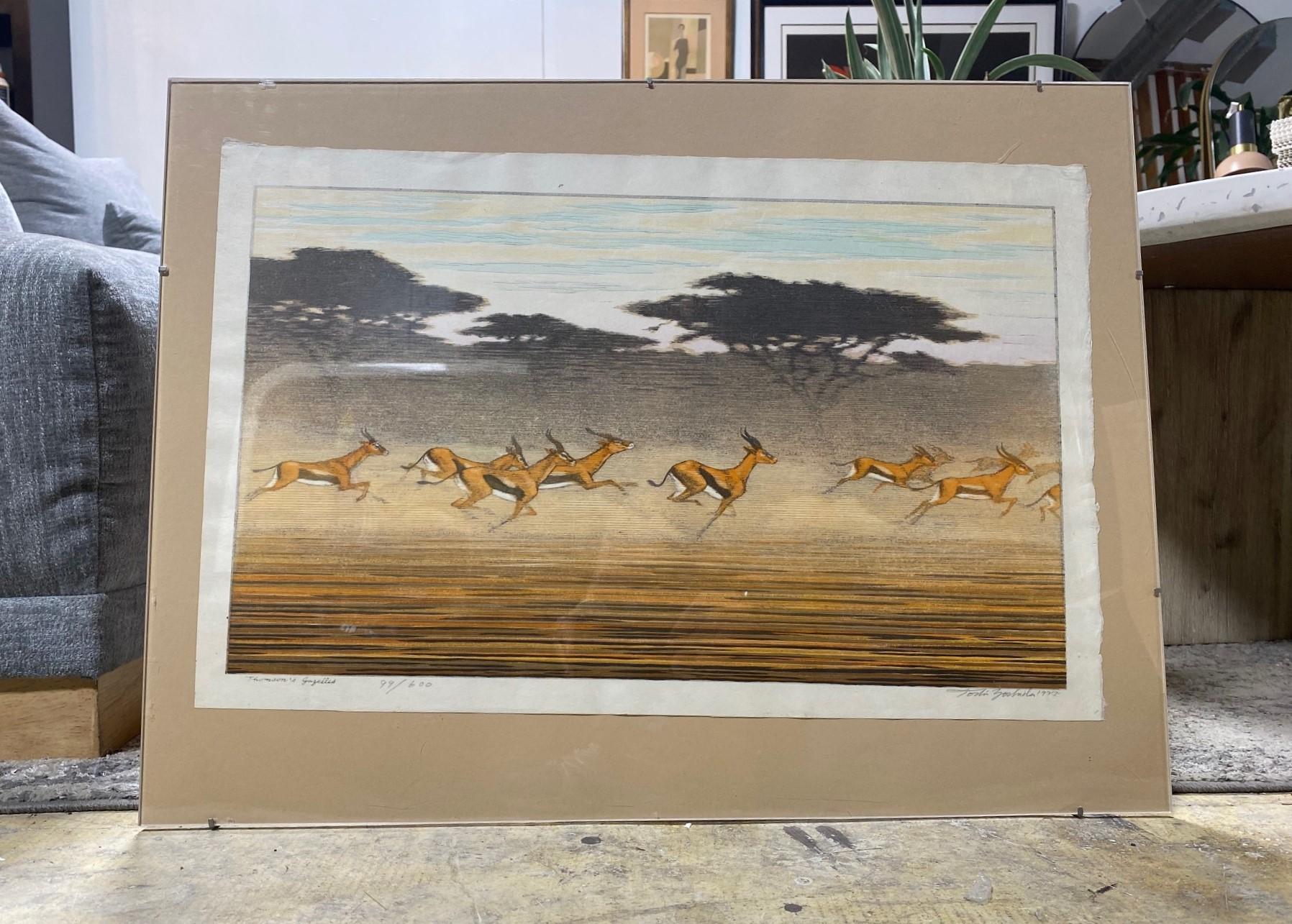 A truly wonderful, original woodblock print by Japanese Sosaku-Hanga artist Toshi Yoshida, son of famed master printmaker/artist Hiroshi Yoshida.  This work titled 