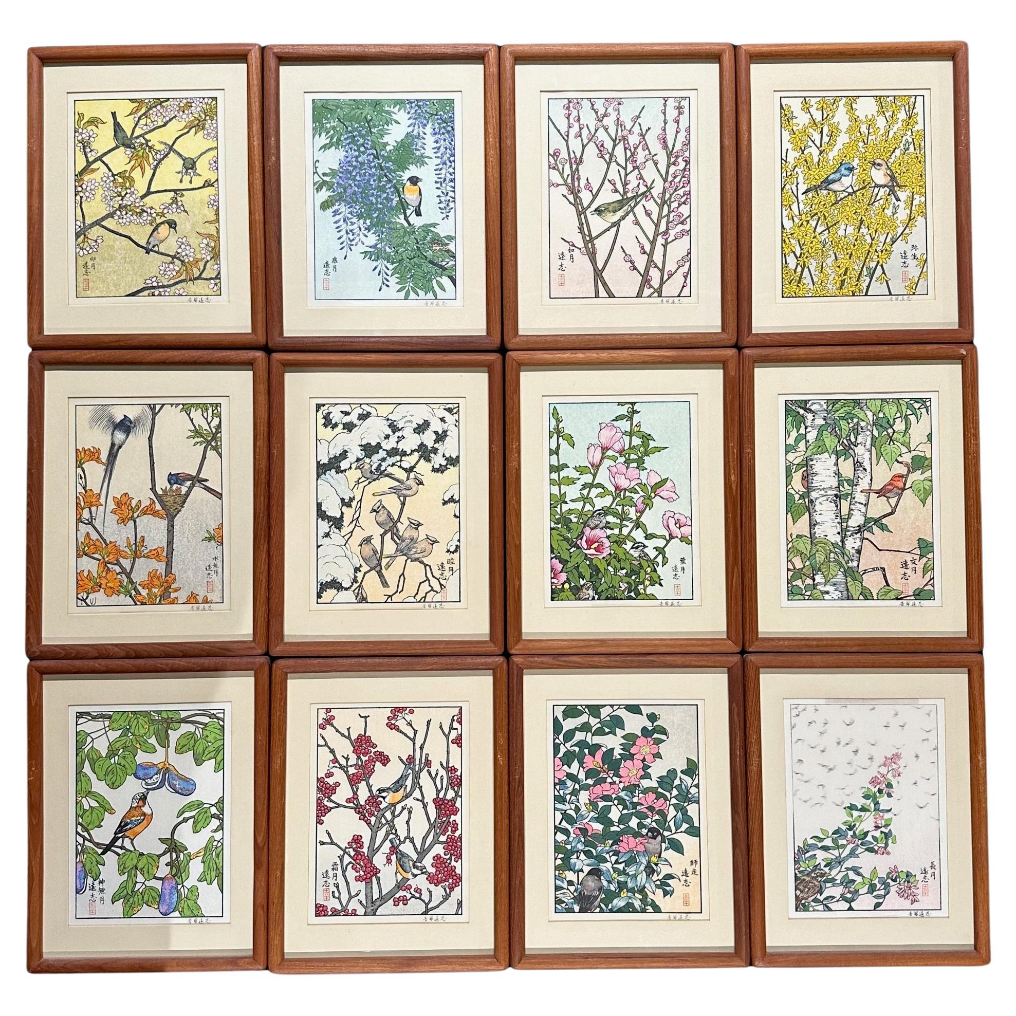 Toshi Yoshida Woodblock Print "Flowers & Birds" Very Rare Complete Set of 12
