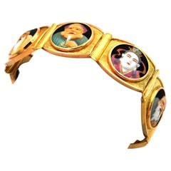 Toshikane 7 dioses de la suerte Pulsera de porcelana de oro de 18 quilates Arita Japón circa 1950