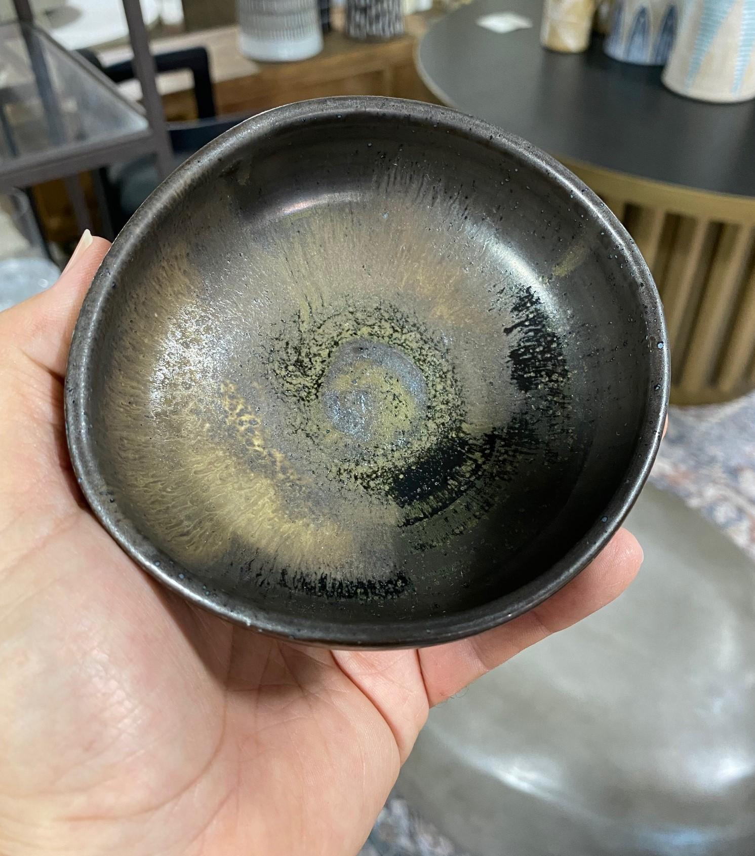 Toshiko Takaezu Signed Mid-Century Moden Glazed Ceramic Pottery Chawan Tea Bowl 8