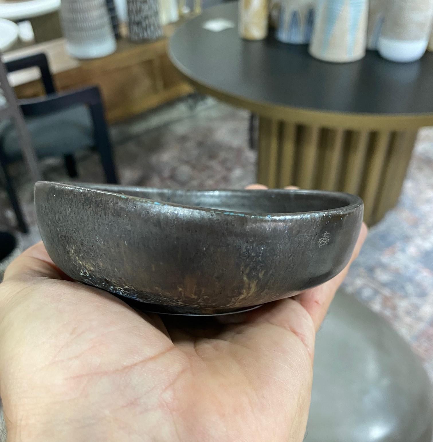 Toshiko Takaezu Signed Mid-Century Moden Glazed Ceramic Pottery Chawan Tea Bowl 11
