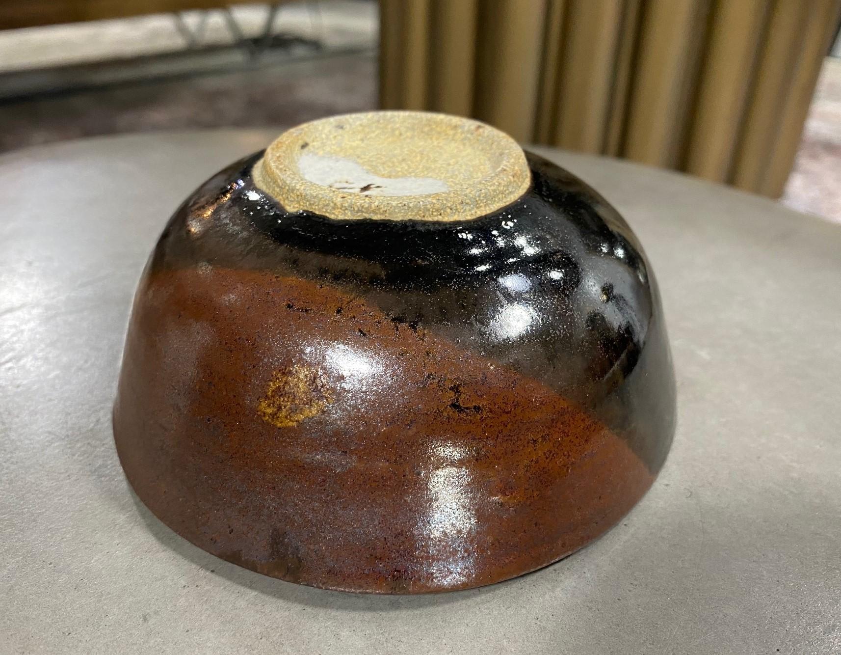 Toshiko Takaezu Signed Mid-Century Modern Glazed Ceramic Pottery Chawan Tea Bowl 4