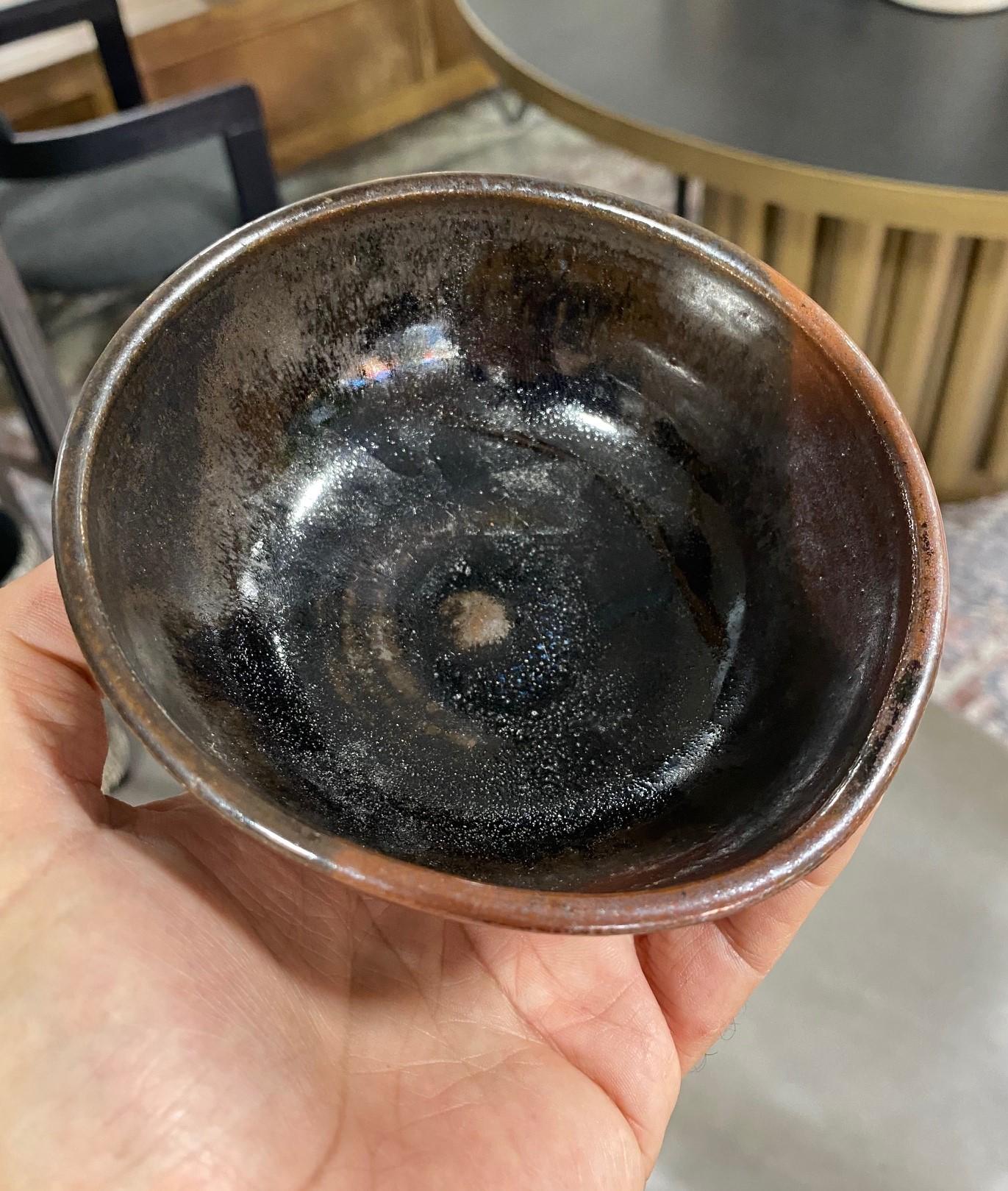 Toshiko Takaezu Signed Mid-Century Modern Glazed Ceramic Pottery Chawan Tea Bowl 8