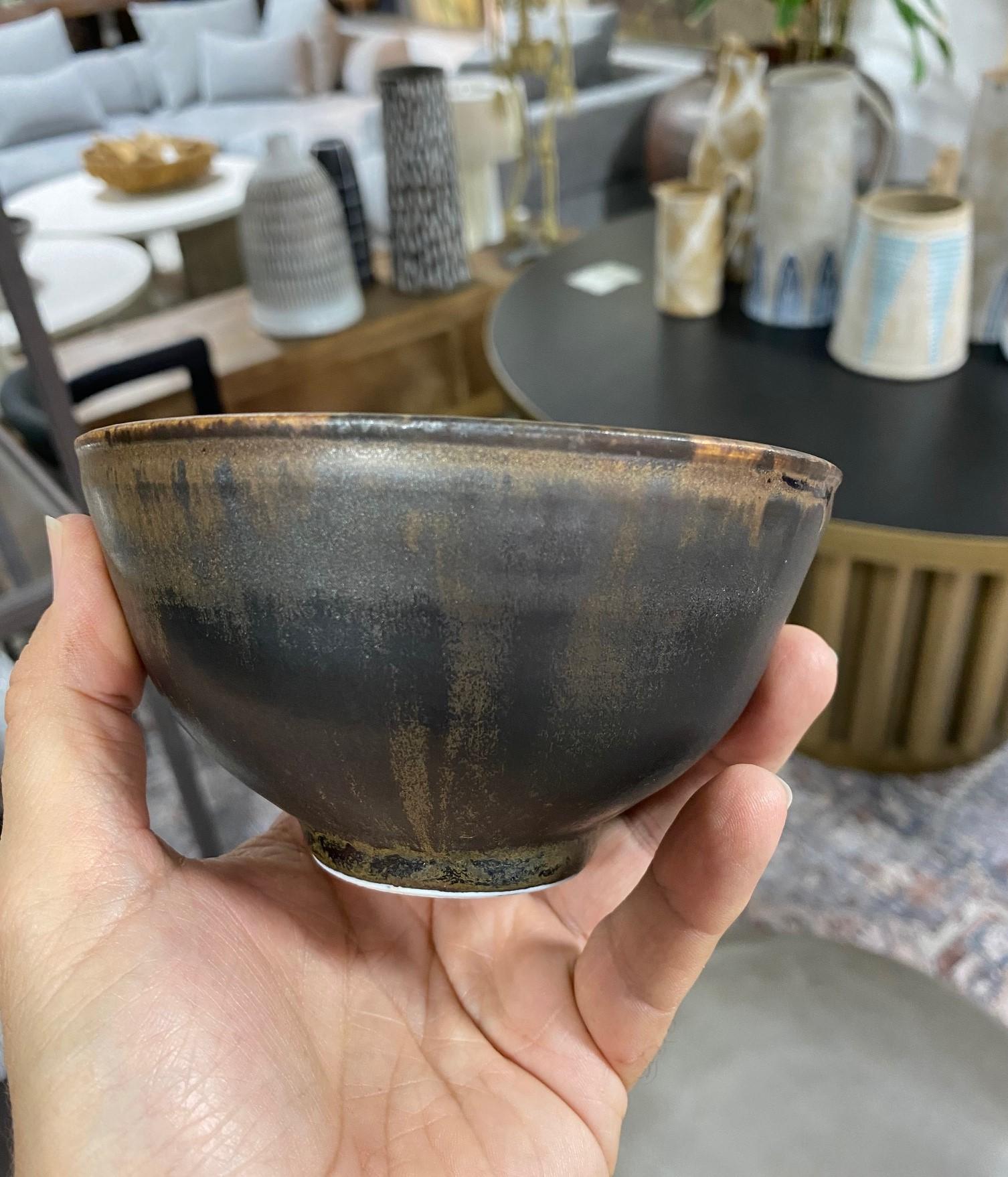 Toshiko Takaezu Signed Mid-Century Modern Glazed Ceramic Pottery Chawan Tea Bowl 8