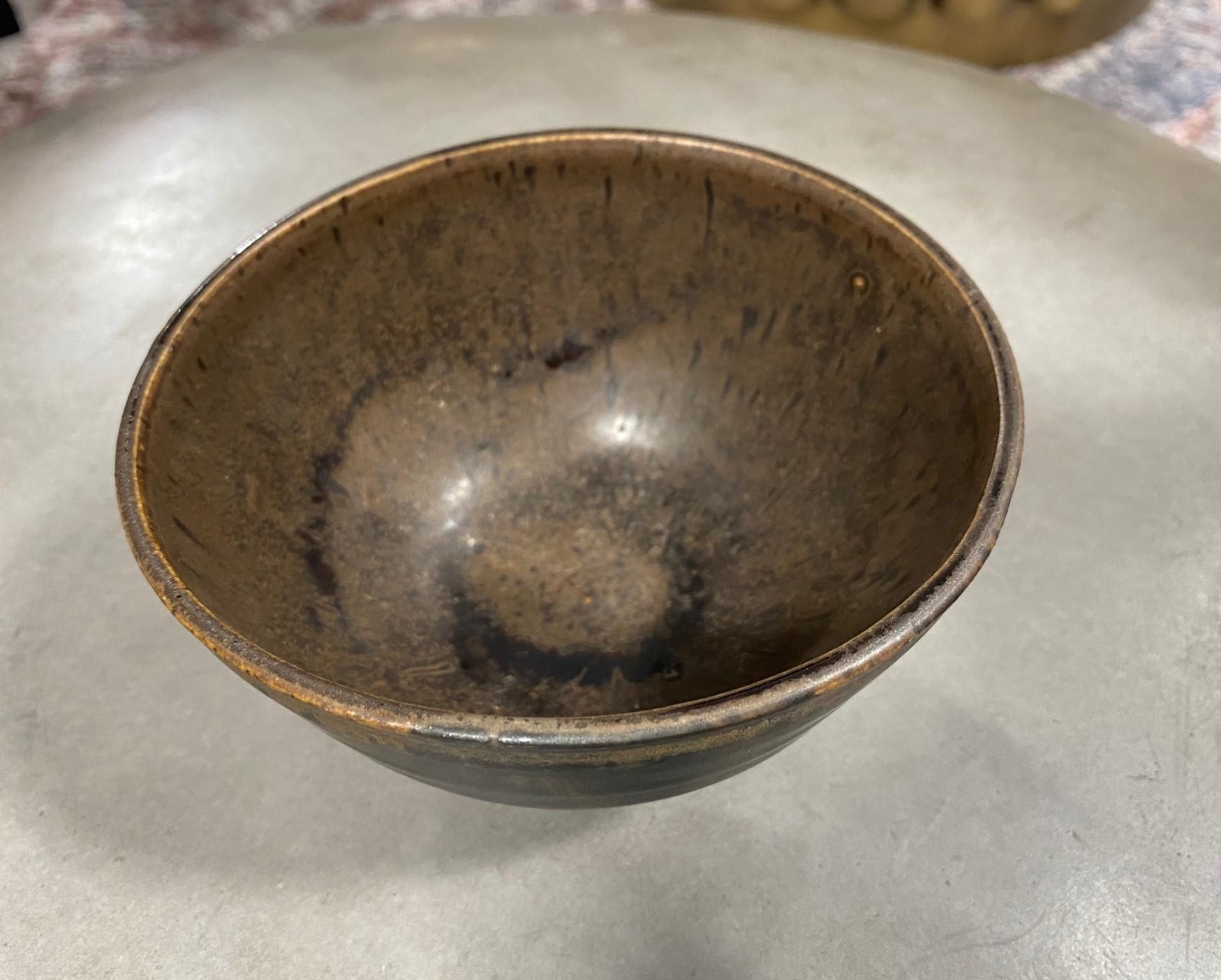 American Toshiko Takaezu Signed Mid-Century Modern Glazed Ceramic Pottery Chawan Tea Bowl