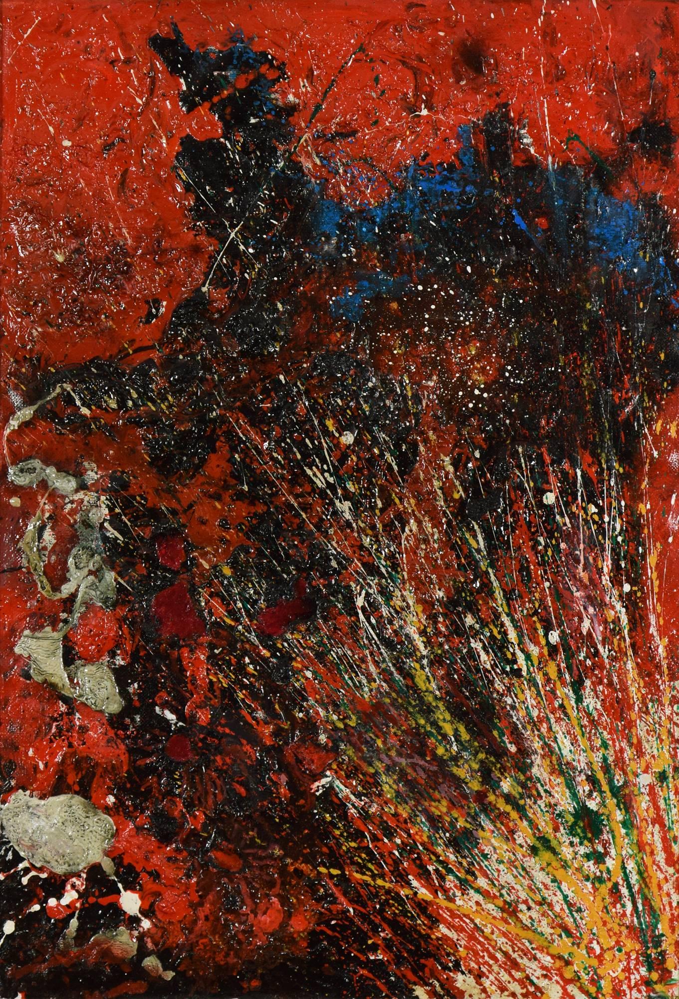 Red Composition by TOSHIMITSU ÏMAI - Contemporain, Abstrait, Huile sur toile