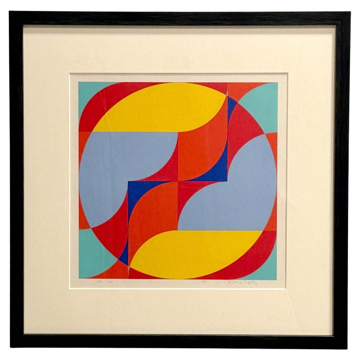 Toshinobu Onosato Geometric Abstract Silkscreen c1977 Japan For Sale