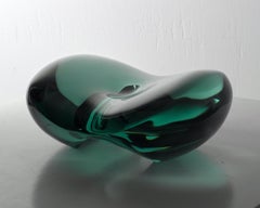 F.171201 de Toshio Iezumi - Sculpture contemporaine en verre, verte, abstraite