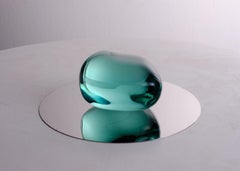F.250901 de Toshio Iezumi - Sculpture contemporaine en verre, abstraite, verte