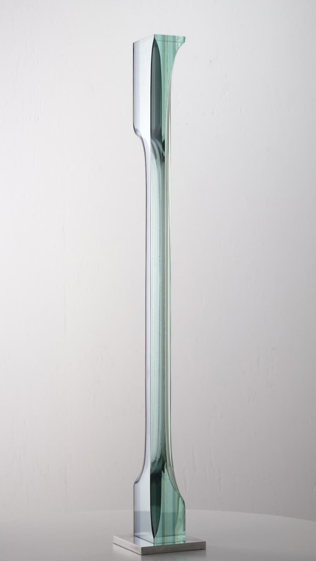 M.140801 by Toshio Iezumi - Contemporary glass sculpture, green, abstract For Sale 9