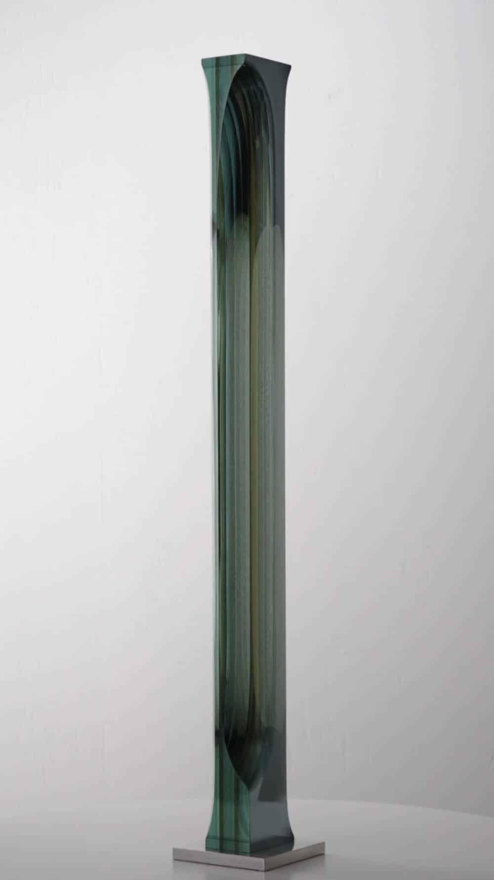M.140801 by Toshio Iezumi - Contemporary glass sculpture, green, abstract For Sale 2