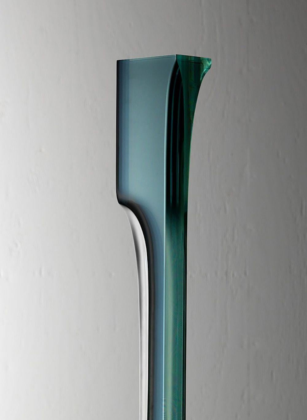 M.140801 by Toshio Iezumi - Contemporary glass sculpture, green, abstract For Sale 4
