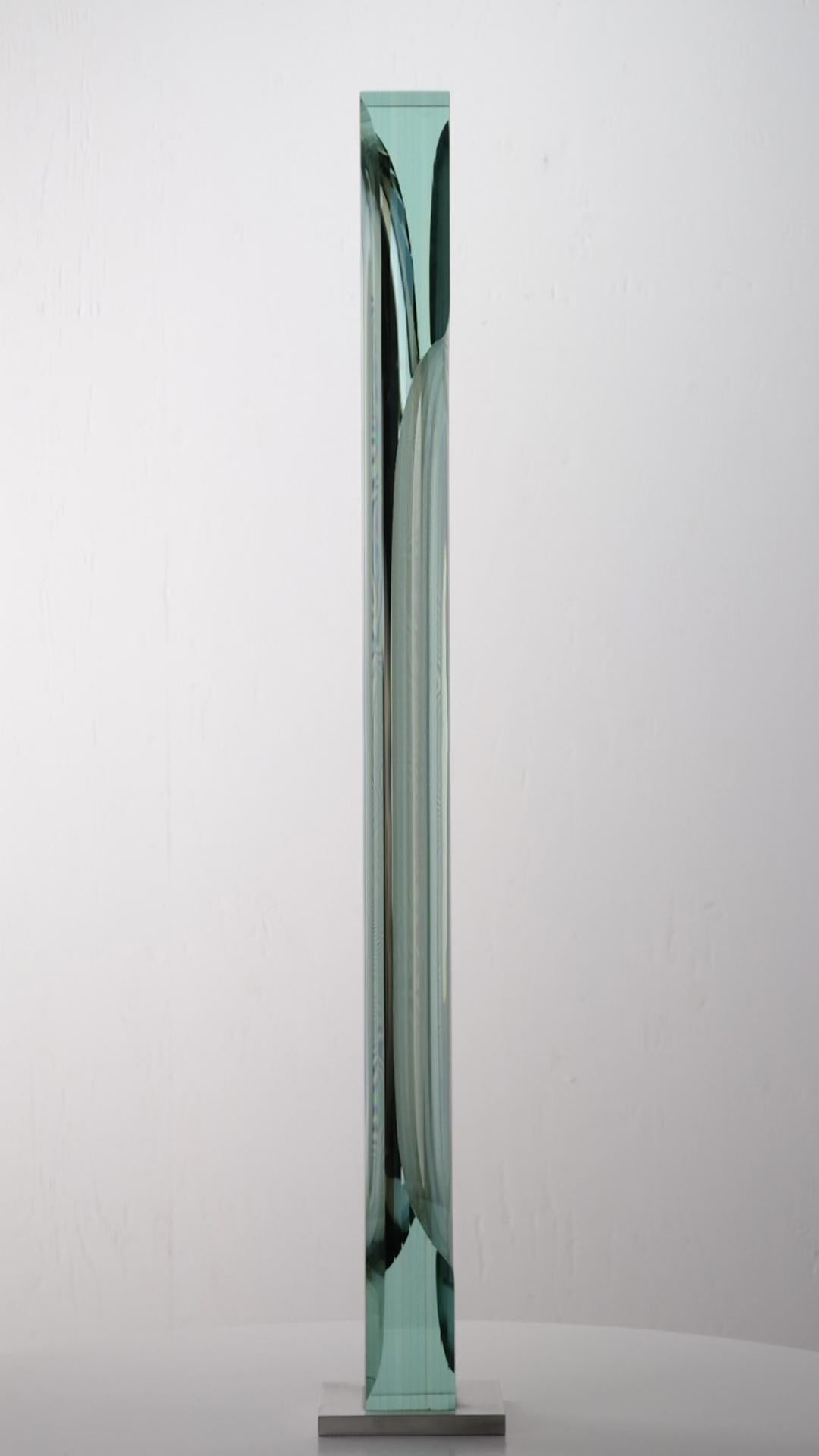 M.140801 by Toshio Iezumi - Contemporary glass sculpture, green, abstract For Sale 6