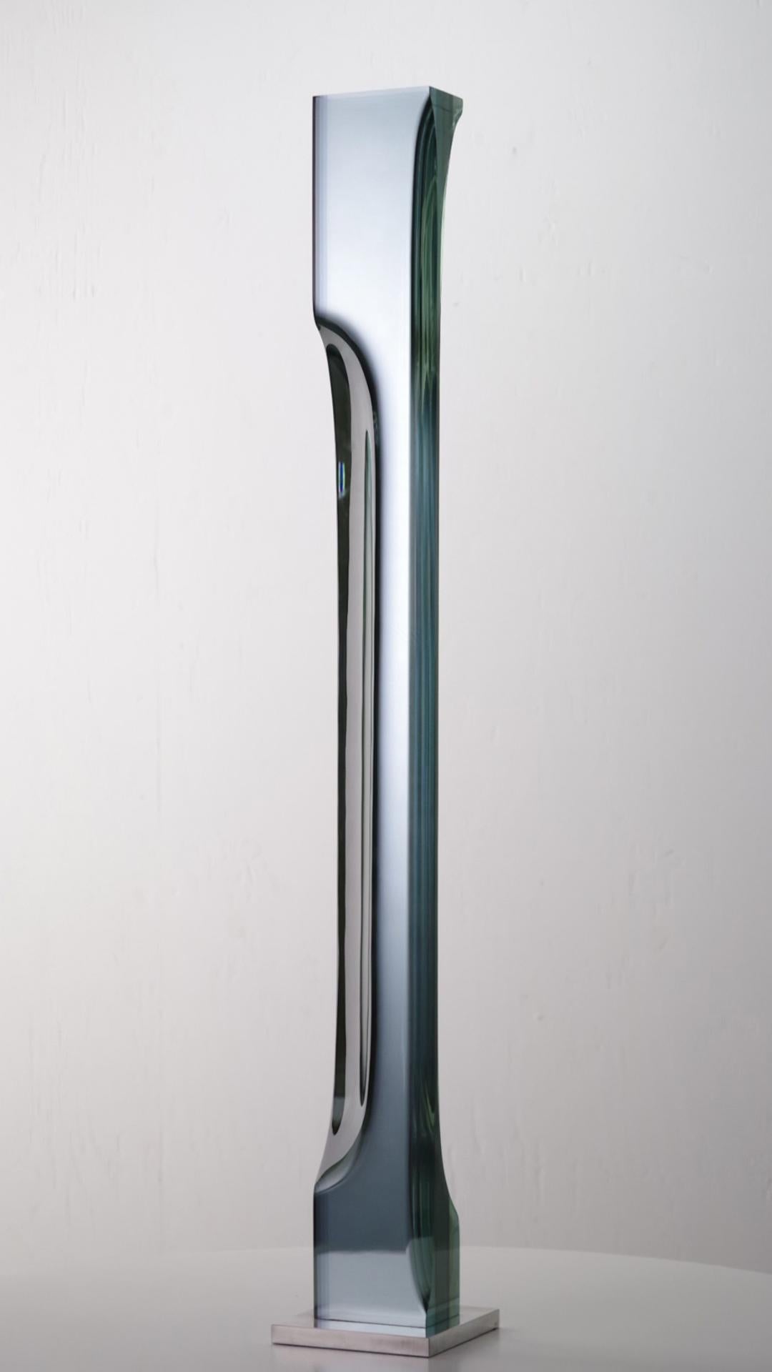M.140801 by Toshio Iezumi - Contemporary glass sculpture, green, abstract For Sale 7