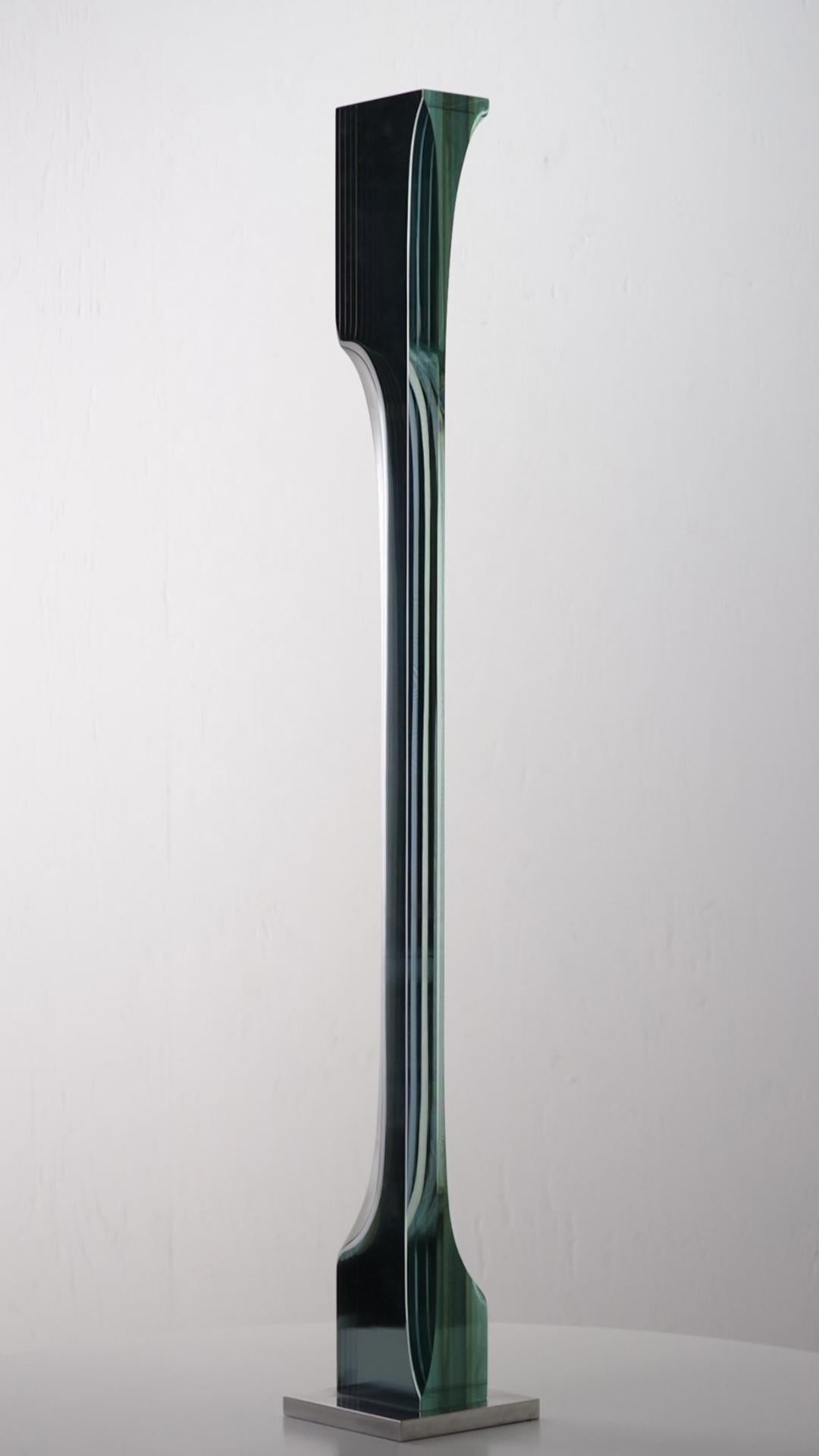 M.140801 by Toshio Iezumi - Contemporary glass sculpture, green, abstract For Sale 8