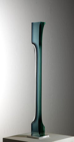 M.140801 by Toshio Iezumi - Contemporary glass sculpture, green, abstract