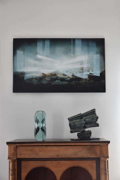 M.160302 by Toshio Iezumi - Contemporary glass sculpture, green, abstract, light