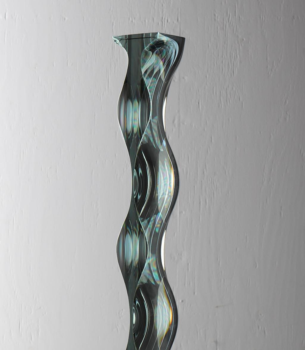M.180601 by Toshio Iezumi - Contemporary glass sculpture, green, abstract For Sale 1