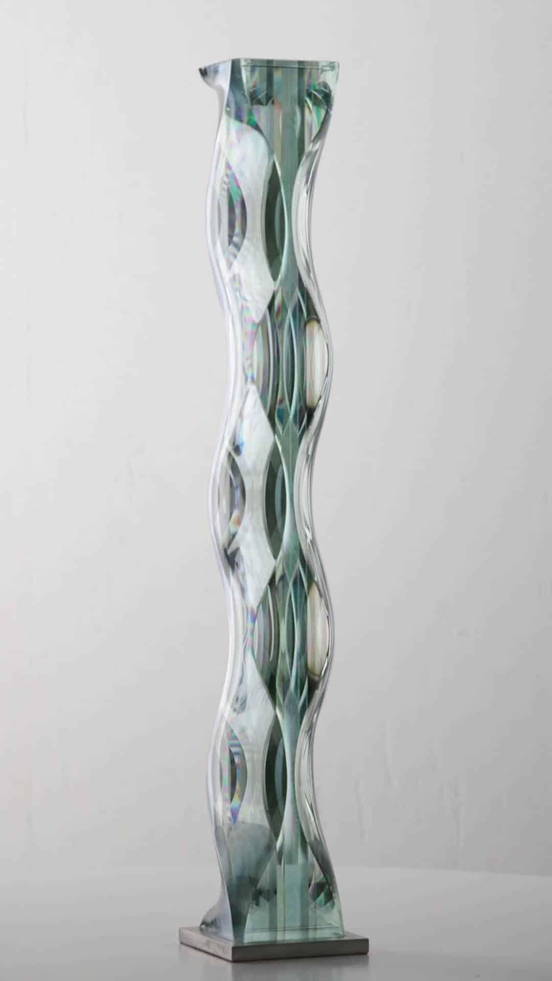 M.180601 by Toshio Iezumi - Contemporary glass sculpture, green, abstract For Sale 2