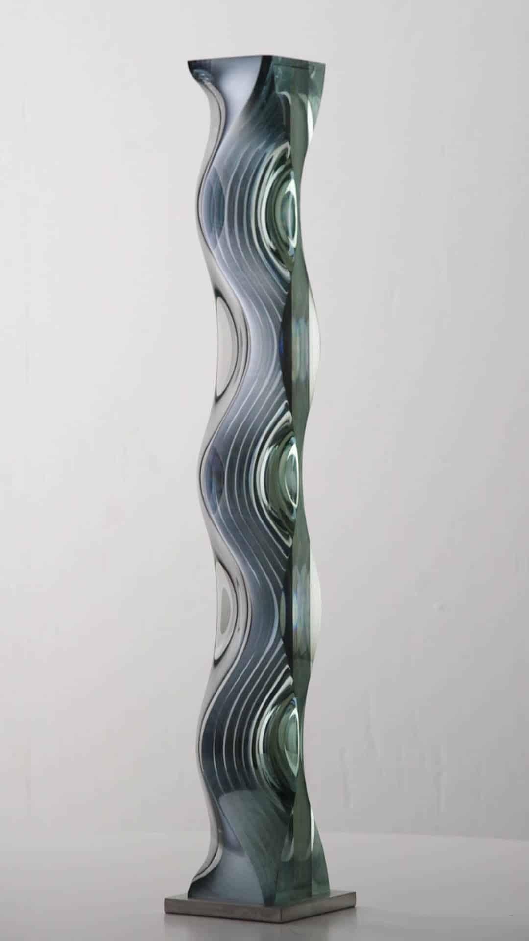 M.180601 by Toshio Iezumi - Contemporary glass sculpture, green, abstract For Sale 4