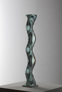 M.180601 by Toshio Iezumi - Contemporary glass sculpture, green, abstract