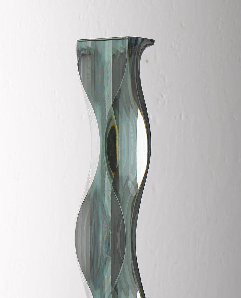 M.180603 de Toshio Iezumi - Escultura contemporánea de vidrio, verde, abstracta en venta 1