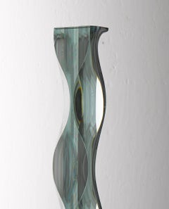 M.180603 by Toshio Iezumi - Contemporary glass sculpture, green, abstract