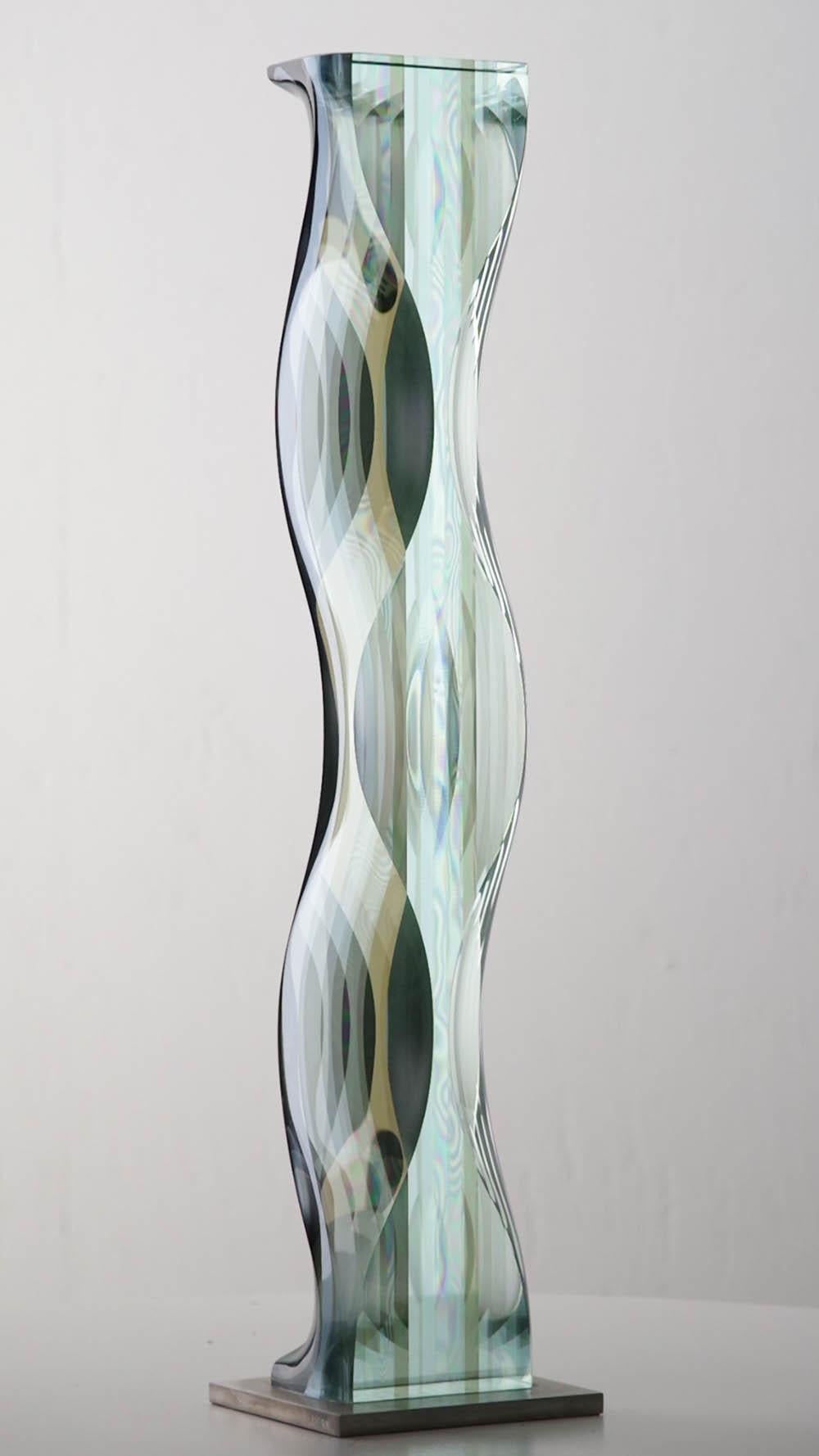 M.180603 by Toshio Iezumi - Contemporary glass sculpture, green, abstract For Sale 2