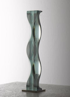 M.180603 by Toshio Iezumi - Contemporary glass sculpture, green, abstract