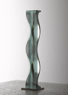 M.180603 by Toshio Iezumi - Contemporary glass sculpture, green, abstract