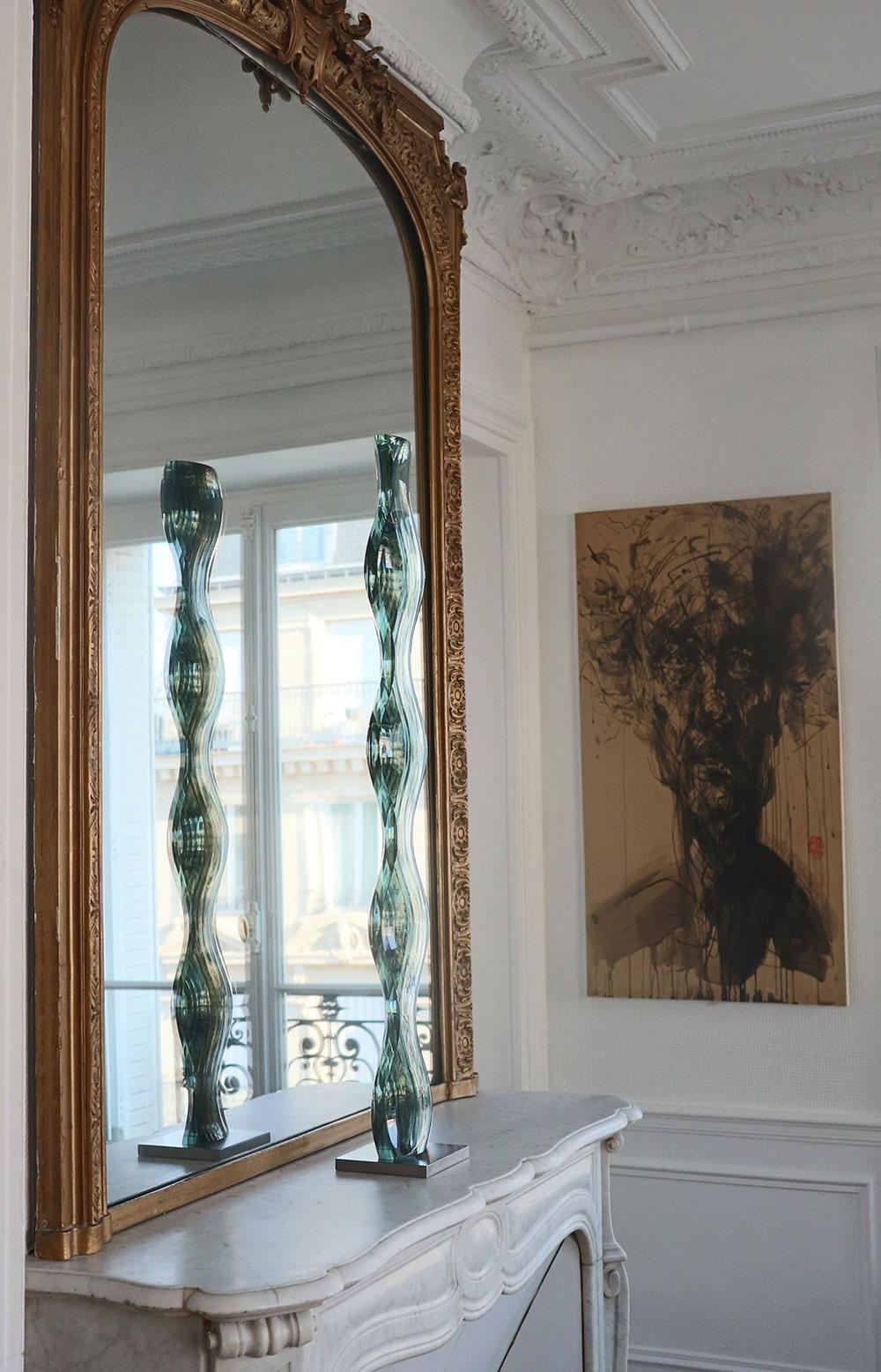 M.190402 de Toshio Iezumi - Escultura contemporánea de vidrio, verde, abstracta en venta 1
