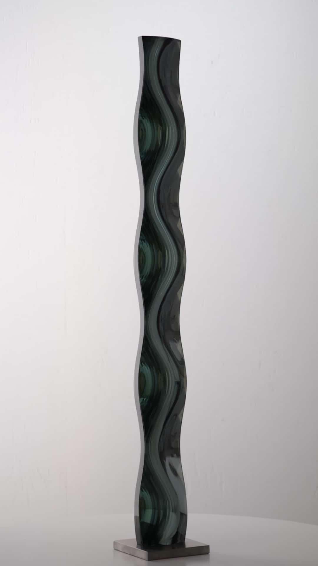 M.190402 de Toshio Iezumi - Escultura contemporánea de vidrio, verde, abstracta en venta 2