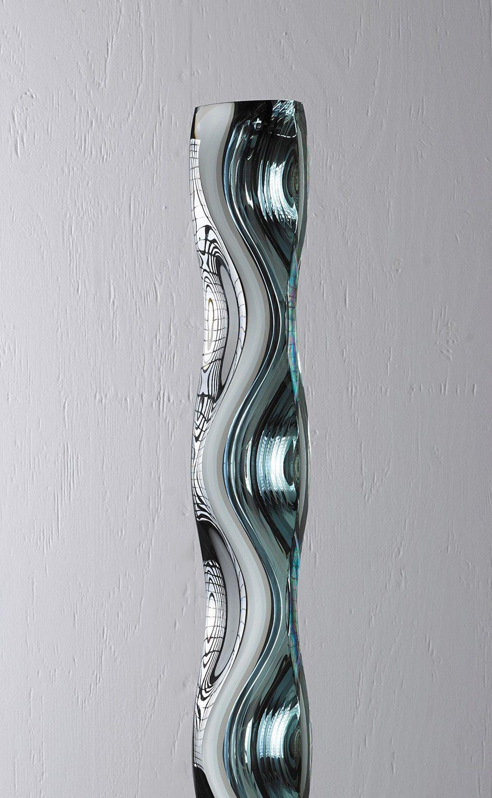 M.190402 de Toshio Iezumi - Escultura contemporánea de vidrio, verde, abstracta en venta 4