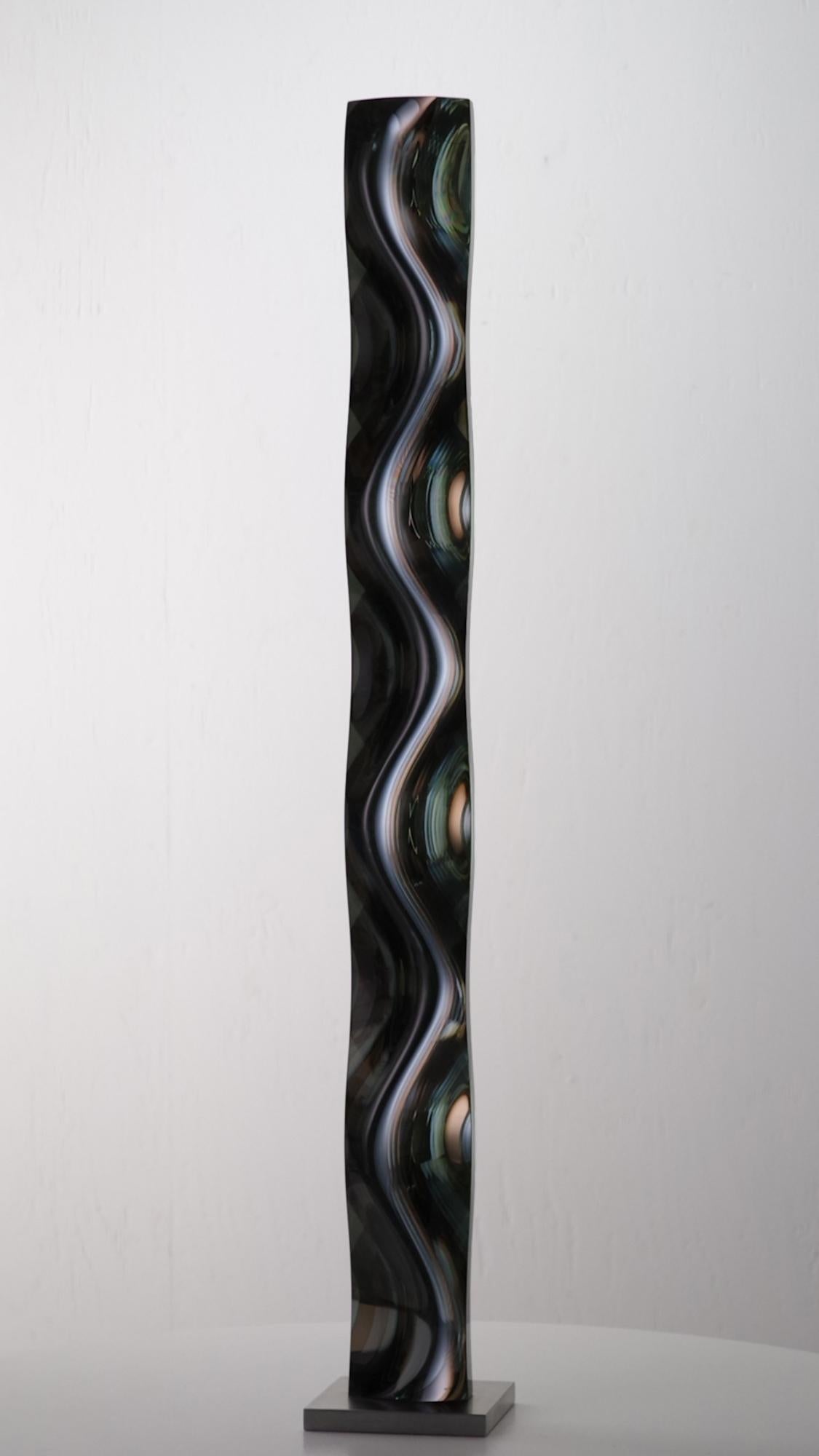 M.190402 de Toshio Iezumi - Escultura contemporánea de vidrio, verde, abstracta en venta 6