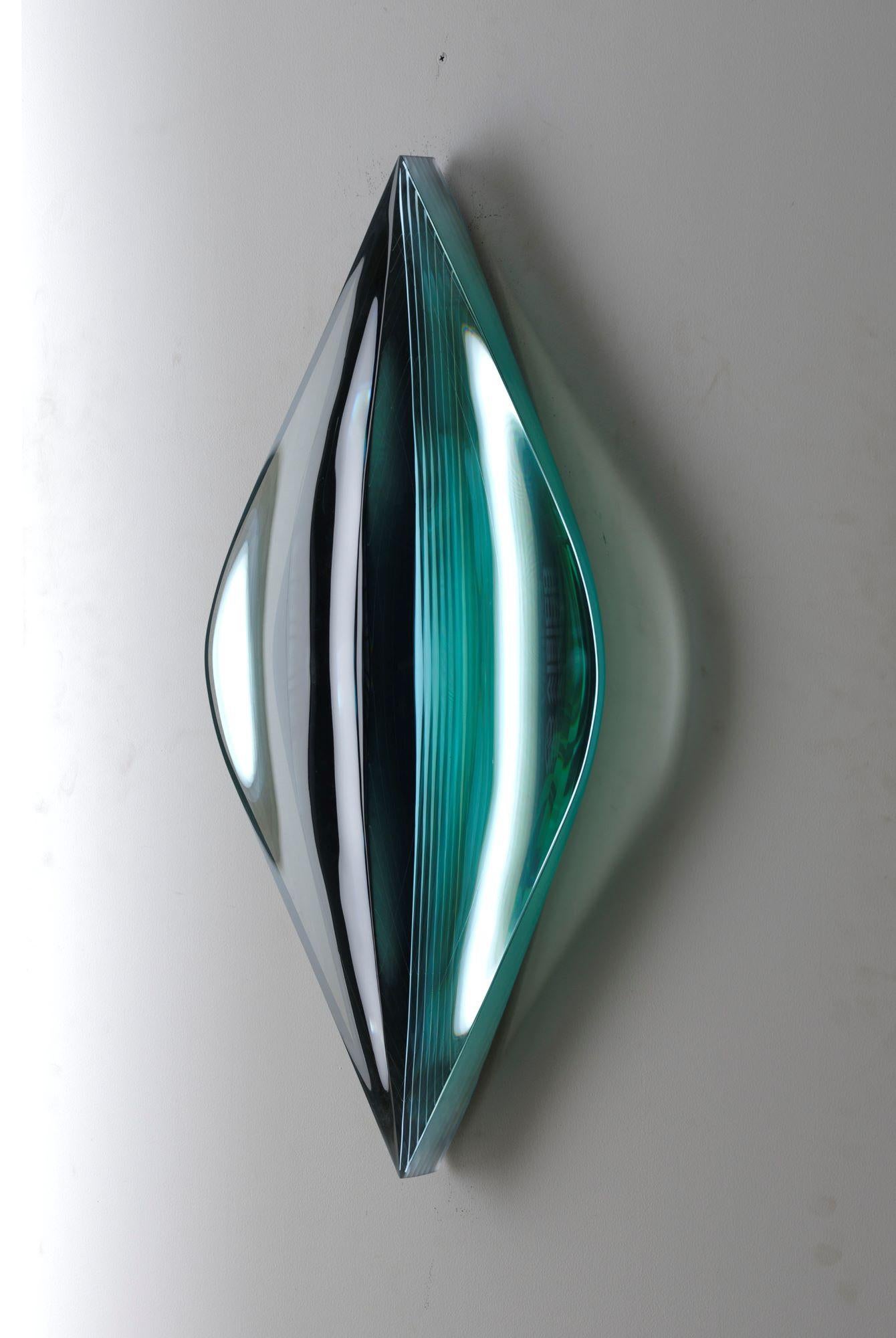 P.010502-II by Toshio Iezumi - Contemporary glass sculpture, green, abstract For Sale 4