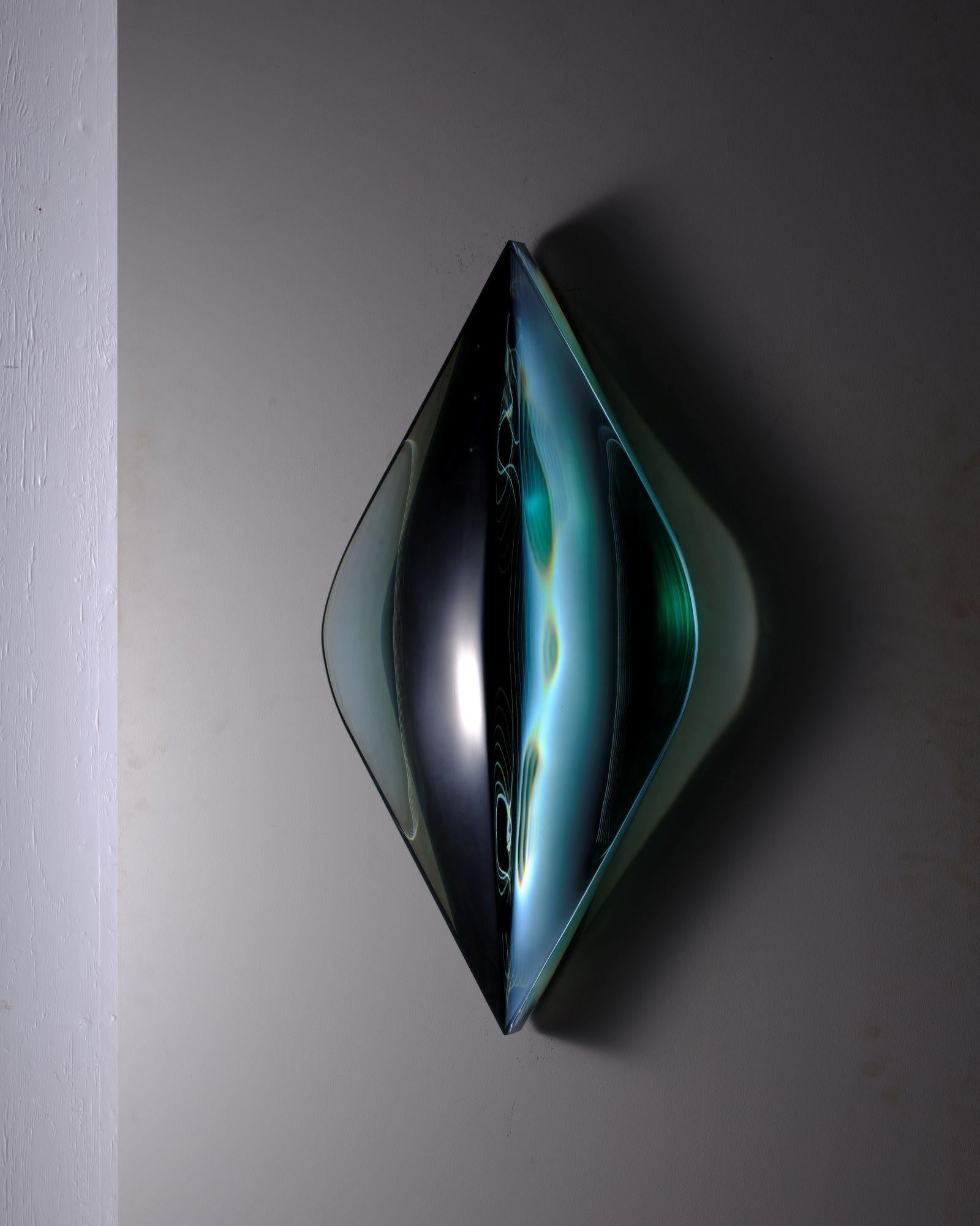 P.010502-II is a glass sculpture by Japanese contemporary artist Toshio Iezumi, dimensions are 75 × 38 × 9 cm (29.5 × 15 × 3.5 in). 
The sculpture is signed and numbered, it is part of a limited edition of 7 editions and comes with a certificate of