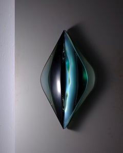 P.010502-II by Toshio Iezumi - Contemporary glass sculpture, green, abstract
