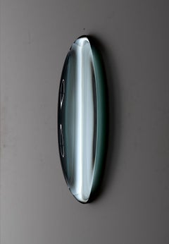 P.041200 de Toshio Iezumi - Sculpture contemporaine en verre, verte, abstraite, murale