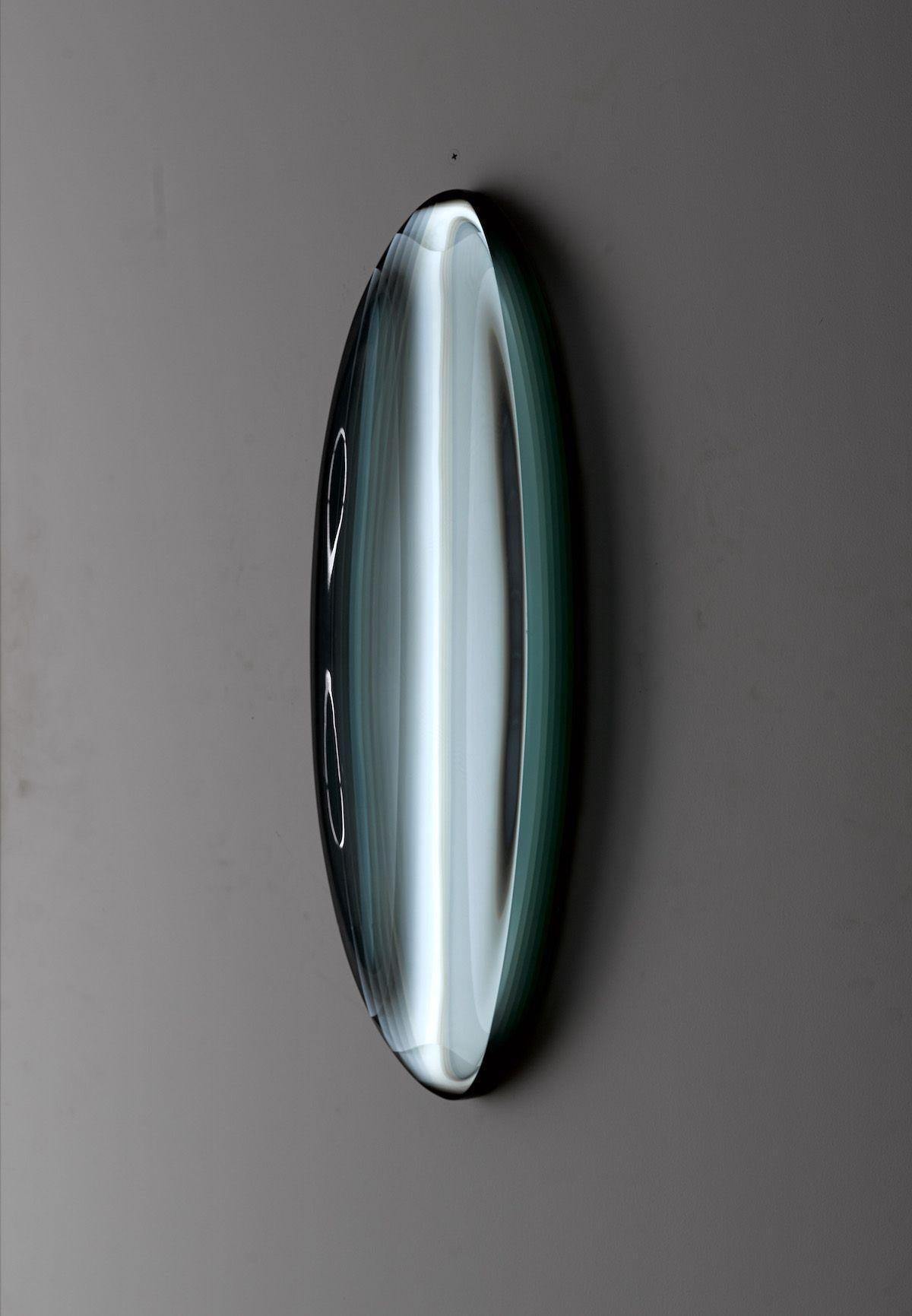 P.041200 di Toshio Iezumi - Scultura in vetro contemporanea, verde, astratta, murale